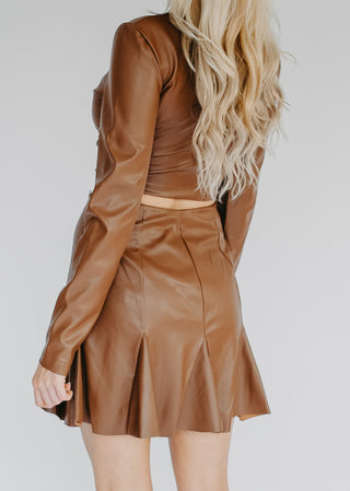 Ruffled Leather Mini Skirt