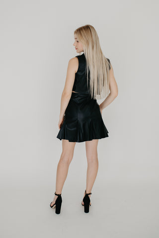 Ruffled Leather Mini Skirt - Arora Rayn