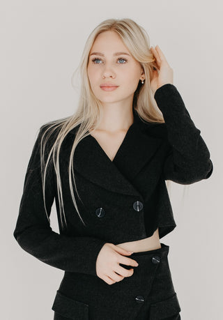 Cropped Buttoned Detail Blazer
