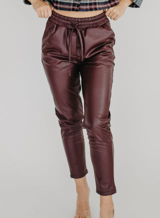High Waist Faux Leather Jogger