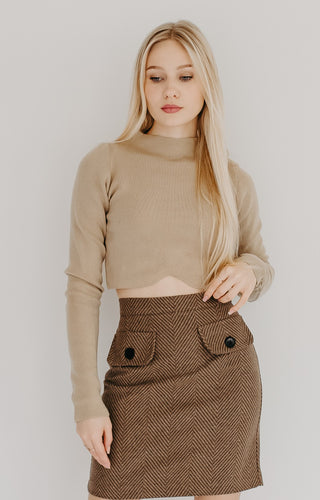 Solid Mock Neck Cropped Top