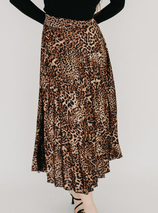 Leopard Pleated Maxi Skirt