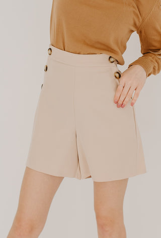 High Waist Button Detail Shorts